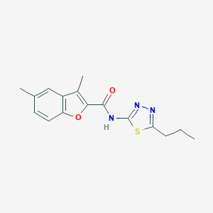 molecular formula C16H17N3O2S B385269 3,5-dimethyl-N-(5-propyl-1,3,4-thiadiazol-2-yl)-1-benzofuran-2-carboxamide CAS No. 620586-21-2
