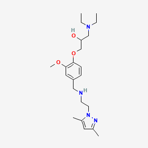 molecular formula C22H36N4O3 B3852691 1-(diethylamino)-3-[4-({[2-(3,5-dimethyl-1H-pyrazol-1-yl)ethyl]amino}methyl)-2-methoxyphenoxy]-2-propanol 