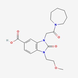 molecular formula C19H25N3O5 B3852702 3-(2-azepan-1-yl-2-oxoethyl)-1-(2-methoxyethyl)-2-oxo-2,3-dihydro-1H-benzimidazole-5-carboxylic acid 