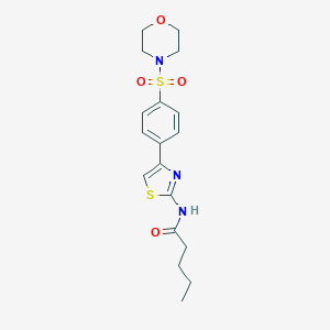 molecular formula C18H23N3O4S2 B385272 N-{4-[4-(morpholin-4-ylsulfonyl)phenyl]-1,3-thiazol-2-yl}pentanamide 