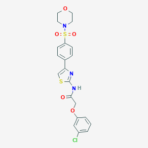 molecular formula C21H20ClN3O5S2 B385274 2-(3-chlorophenoxy)-N-{4-[4-(4-morpholinylsulfonyl)phenyl]-1,3-thiazol-2-yl}acetamide 