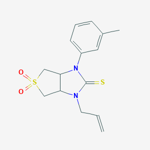 molecular formula C15H18N2O2S2 B385277 3-(3-Methylphenyl)-5,5-dioxo-1-prop-2-enyl-3a,4,6,6a-tetrahydrothieno[3,4-d]imidazole-2-thione CAS No. 620590-09-2