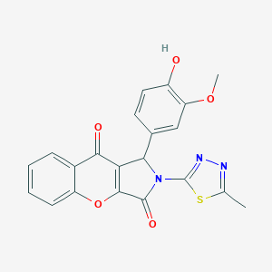 molecular formula C21H15N3O5S B385285 1-(4-hydroxy-3-methoxyphenyl)-2-(5-methyl-1,3,4-thiadiazol-2-yl)-1H-chromeno[2,3-c]pyrrole-3,9-dione CAS No. 620588-82-1