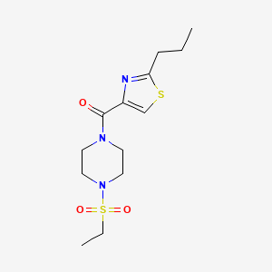 molecular formula C13H21N3O3S2 B3852917 1-(ethylsulfonyl)-4-[(2-propyl-1,3-thiazol-4-yl)carbonyl]piperazine 