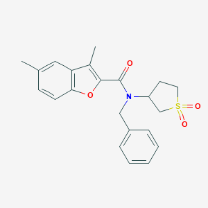 molecular formula C22H23NO4S B385293 N-benzyl-N-(1,1-dioxidotetrahydro-3-thienyl)-3,5-dimethyl-1-benzofuran-2-carboxamide CAS No. 620578-26-9