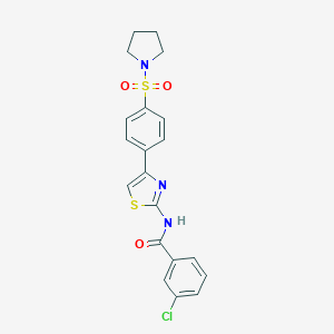 3-chloro-N-{4-[4-(1-pyrrolidinylsulfonyl)phenyl]-1,3-thiazol-2-yl}benzamide