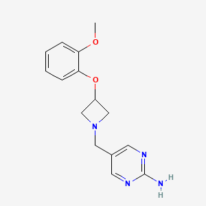 molecular formula C15H18N4O2 B3853008 5-{[3-(2-methoxyphenoxy)azetidin-1-yl]methyl}pyrimidin-2-amine 