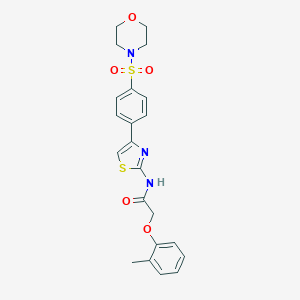 molecular formula C22H23N3O5S2 B385308 2-(2-methylphenoxy)-N-{4-[4-(4-morpholinylsulfonyl)phenyl]-1,3-thiazol-2-yl}acetamide 