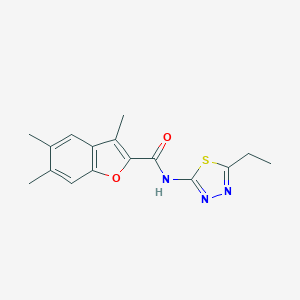 molecular formula C16H17N3O2S B385309 N-(5-ethyl-1,3,4-thiadiazol-2-yl)-3,5,6-trimethyl-1-benzofuran-2-carboxamide CAS No. 622349-89-7