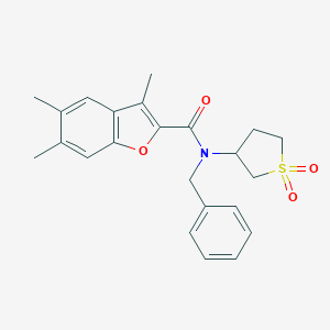 molecular formula C23H25NO4S B385310 N-benzyl-N-(1,1-dioxidotetrahydro-3-thienyl)-3,5,6-trimethyl-1-benzofuran-2-carboxamide CAS No. 622350-21-4