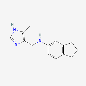 molecular formula C14H17N3 B3853119 2,3-dihydro-1H-inden-5-yl[(4-methyl-1H-imidazol-5-yl)methyl]amine 