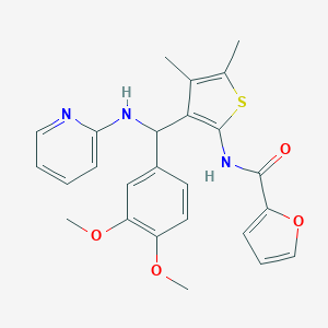 molecular formula C25H25N3O4S B385335 N-[3-[(3,4-dimethoxyphenyl)-(pyridin-2-ylamino)methyl]-4,5-dimethylthiophen-2-yl]furan-2-carboxamide CAS No. 622804-61-9