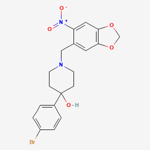 molecular formula C19H19BrN2O5 B3853396 4-(4-bromophenyl)-1-[(6-nitro-1,3-benzodioxol-5-yl)methyl]-4-piperidinol 