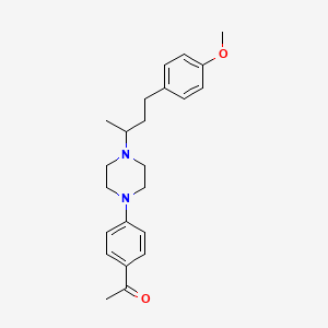 molecular formula C23H30N2O2 B3853474 1-(4-{4-[3-(4-methoxyphenyl)-1-methylpropyl]-1-piperazinyl}phenyl)ethanone 