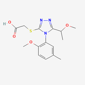 {[5-(1-methoxyethyl)-4-(2-methoxy-5-methylphenyl)-4H-1,2,4-triazol-3-yl]thio}acetic acid