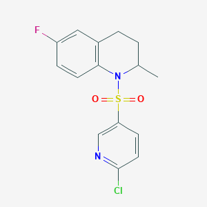 molecular formula C15H14ClFN2O2S B385358 1-[(6-Chloro-3-pyridinyl)sulfonyl]-6-fluoro-2-methyl-1,2,3,4-tetrahydroquinoline CAS No. 622798-66-7
