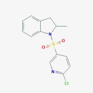 molecular formula C14H13ClN2O2S B385359 1-[(6-Chloro-3-pyridinyl)sulfonyl]-2-methylindoline CAS No. 622799-32-0