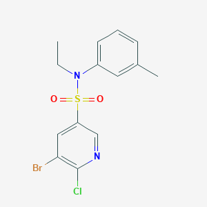 molecular formula C14H14BrClN2O2S B385381 5-bromo-6-chloro-N-ethyl-N-(3-methylphenyl)-3-pyridinesulfonamide 