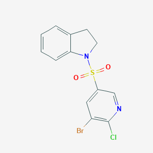 molecular formula C13H10BrClN2O2S B385384 1-[(5-Bromo-6-chloro-3-pyridinyl)sulfonyl]indoline CAS No. 622813-16-5
