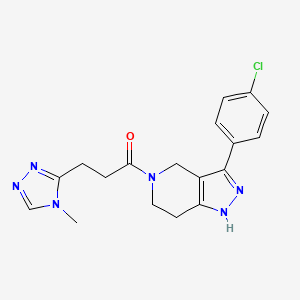 molecular formula C18H19ClN6O B3853852 3-(4-chlorophenyl)-5-[3-(4-methyl-4H-1,2,4-triazol-3-yl)propanoyl]-4,5,6,7-tetrahydro-1H-pyrazolo[4,3-c]pyridine 