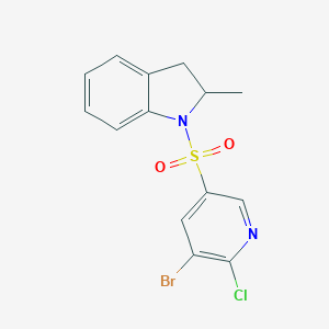 molecular formula C14H12BrClN2O2S B385388 1-[(5-Bromo-6-chloro-3-pyridinyl)sulfonyl]-2-methylindoline CAS No. 622813-77-8