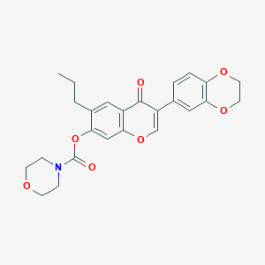 3-(2,3-dihydro-1,4-benzodioxin-6-yl)-4-oxo-6-propyl-4H-chromen-7-yl4-morpholinecarboxylate