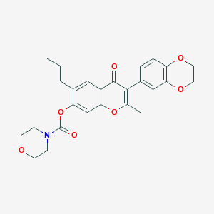 3-(2,3-dihydro-1,4-benzodioxin-6-yl)-2-methyl-4-oxo-6-propyl-4H-chromen-7-yl4-morpholinecarboxylate
