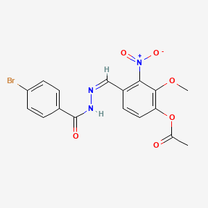 molecular formula C17H14BrN3O6 B3854325 4-[2-(4-bromobenzoyl)carbonohydrazonoyl]-2-methoxy-3-nitrophenyl acetate 