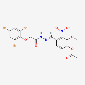 molecular formula C18H14Br3N3O7 B3854357 2-methoxy-3-nitro-4-{2-[(2,4,6-tribromophenoxy)acetyl]carbonohydrazonoyl}phenyl acetate 