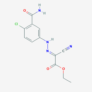molecular formula C12H11ClN4O3 B3854377 ethyl {[3-(aminocarbonyl)-4-chlorophenyl]hydrazono}(cyano)acetate 