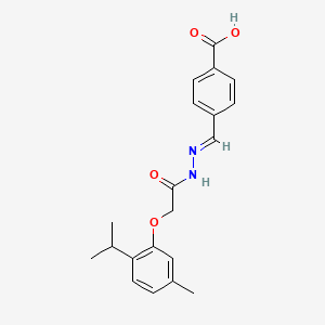 molecular formula C20H22N2O4 B3854379 4-{2-[(2-isopropyl-5-methylphenoxy)acetyl]carbonohydrazonoyl}benzoic acid 