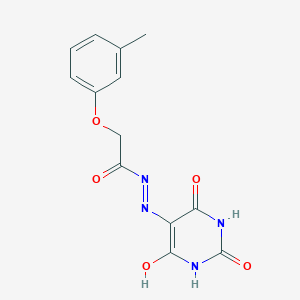 molecular formula C13H12N4O5 B3854398 2-(3-methylphenoxy)-N'-(2,4,6-trioxotetrahydro-5(2H)-pyrimidinylidene)acetohydrazide 
