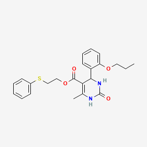 2-(phenylthio)ethyl 6-methyl-2-oxo-4-(2-propoxyphenyl)-1,2,3,4-tetrahydro-5-pyrimidinecarboxylate