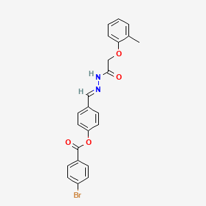 molecular formula C23H19BrN2O4 B3854473 4-{2-[(2-methylphenoxy)acetyl]carbonohydrazonoyl}phenyl 4-bromobenzoate 