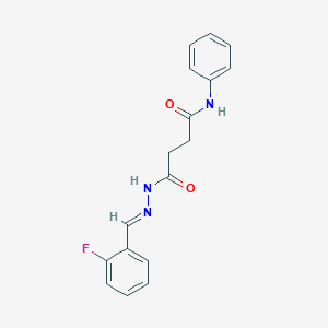 molecular formula C17H16FN3O2 B3854533 4-[2-(2-fluorobenzylidene)hydrazino]-4-oxo-N-phenylbutanamide 