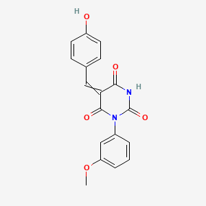 molecular formula C18H14N2O5 B3854563 5-(4-hydroxybenzylidene)-1-(3-methoxyphenyl)-2,4,6(1H,3H,5H)-pyrimidinetrione 