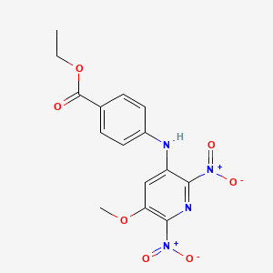 molecular formula C15H14N4O7 B3854572 ethyl 4-[(5-methoxy-2,6-dinitro-3-pyridinyl)amino]benzoate 