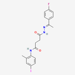 molecular formula C19H19FIN3O2 B3854752 4-{2-[1-(4-fluorophenyl)ethylidene]hydrazino}-N-(4-iodo-2-methylphenyl)-4-oxobutanamide 