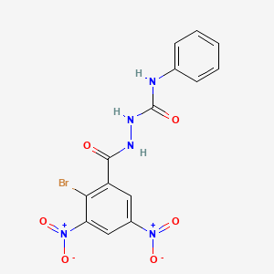 molecular formula C14H10BrN5O6 B3854832 2-(2-bromo-3,5-dinitrobenzoyl)-N-phenylhydrazinecarboxamide 