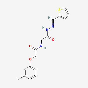 molecular formula C16H17N3O3S B3854844 2-(3-methylphenoxy)-N-{2-oxo-2-[2-(2-thienylmethylene)hydrazino]ethyl}acetamide 