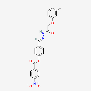 molecular formula C23H19N3O6 B3854865 4-{2-[(3-methylphenoxy)acetyl]carbonohydrazonoyl}phenyl 4-nitrobenzoate 