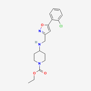 molecular formula C18H22ClN3O3 B3854907 ethyl 4-({[5-(2-chlorophenyl)isoxazol-3-yl]methyl}amino)piperidine-1-carboxylate 
