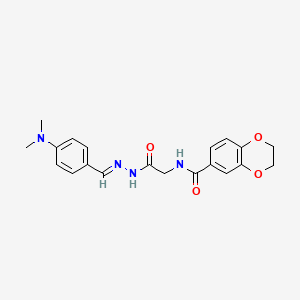 molecular formula C20H22N4O4 B3854984 N-(2-{2-[4-(dimethylamino)benzylidene]hydrazino}-2-oxoethyl)-2,3-dihydro-1,4-benzodioxine-6-carboxamide 