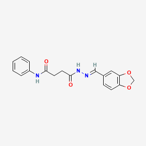 molecular formula C18H17N3O4 B3854988 4-[2-(1,3-benzodioxol-5-ylmethylene)hydrazino]-4-oxo-N-phenylbutanamide 
