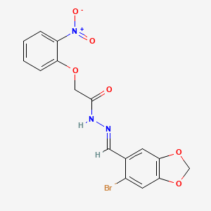 molecular formula C16H12BrN3O6 B3855016 N'-[(6-bromo-1,3-benzodioxol-5-yl)methylene]-2-(2-nitrophenoxy)acetohydrazide 
