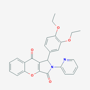 molecular formula C26H22N2O5 B385502 1-(3,4-Diethoxyphenyl)-2-(2-pyridinyl)-1,2-dihydrochromeno[2,3-c]pyrrole-3,9-dione 