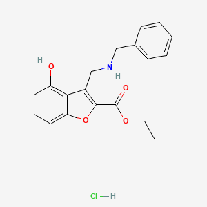 molecular formula C19H20ClNO4 B3855037 ethyl 3-[(benzylamino)methyl]-4-hydroxy-1-benzofuran-2-carboxylate hydrochloride 