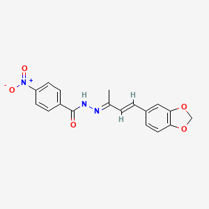 molecular formula C18H15N3O5 B3855078 N'-[3-(1,3-benzodioxol-5-yl)-1-methyl-2-propen-1-ylidene]-4-nitrobenzohydrazide 