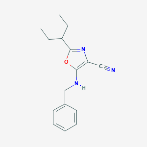 molecular formula C16H19N3O B385515 5-(Benzylamino)-2-(1-ethylpropyl)-1,3-oxazole-4-carbonitrile CAS No. 628273-69-8