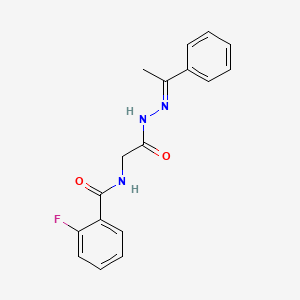 molecular formula C17H16FN3O2 B3855168 2-fluoro-N-{2-oxo-2-[2-(1-phenylethylidene)hydrazino]ethyl}benzamide 
